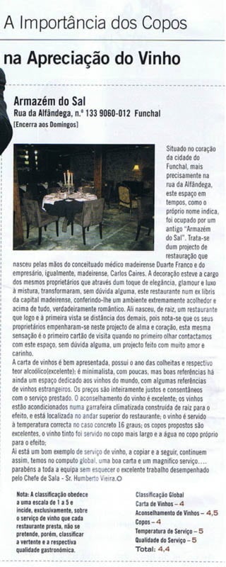 "A importancia dos Copos" in Revista Saber - Agosto de 2007