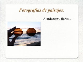 Fotografías de paisajes. Atardeceres, flores...