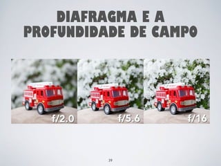 DIAFRAGMA E A 
PROFUNDIDADE DE CAMPO 
39 
 