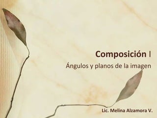 Composición I
Ángulos y planos de la imagen




            Lic. Melina Alzamora V.
 