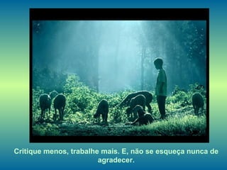 Critique menos, trabalhe mais. E, não se esqueça nunca de agradecer. 