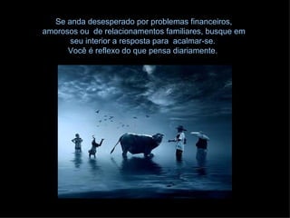 Se anda desesperado por problemas financeiros, amorosos ou  de relacionamentos familiares, busque em seu interior a resposta para  acalmar-se.  Você é reflexo do que pensa diariamente.  
