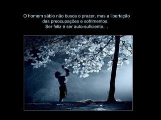 O homem sábio não busca o prazer, mas a libertação
das preocupações e sofrimentos.
Ser feliz é ser auto-suficiente.. .
 