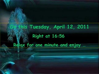 On this  Tuesday, April 12, 2011 Right at  16:55   Relax for one minute and enjoy … 