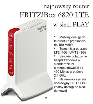 najnowszy router
FRITZ!Box 6820 LTE
w sieci PLAY
 