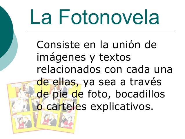 Resultado de imagen para concepto de fotonovela
