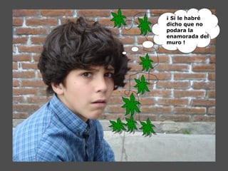 ¡ Si le habré
dicho que no
podara la
enamorada del
muro !
 