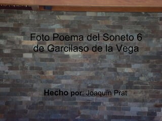 Foto Poema del Soneto 6 de Garcilaso de la Vega Hecho  por : Joaquín Prat 