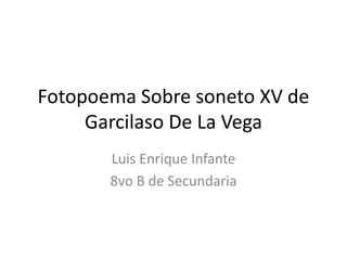 Fotopoema Sobre soneto XV de
     Garcilaso De La Vega
       Luis Enrique Infante
       8vo B de Secundaria
 