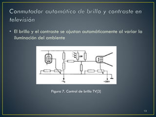• El brillo y el contraste se ajustan automáticamente al variar la
iluminación del ambiente
Figura 7. Control de brillo TV[3]
13
 