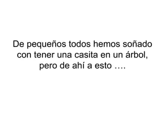 De pequeños todos hemos soñado con tener una casita en un árbol, pero de ahí a esto …. 
