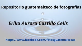 Repositorio guatemalteco de fotografías
https://www.facebook.com/fotosguatemaltecas
Erika Aurora Castillo Celis
 