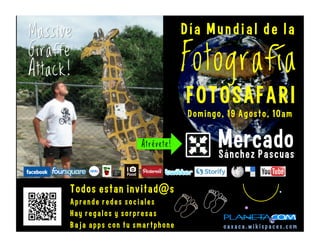 Oaxaca de Juárez, Parque Llano
Martes, 19 Julio, 11am - 1pm
Trae …
Agua para tomar (drinking water)
Camara o smartphone (camera or smartphone)
Zapatos comodos (comfy shoes)
Cuaderno (notebook)
o a x a c a . w i k i s p a c e s . c o m
 