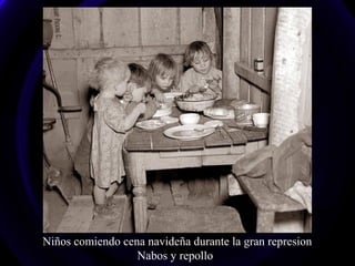 Niños comiendo cena navideña durante la gran represion
Nabos y repollo
 