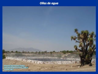 Ollas de aguaEpazoyuca, San Francisco, HidalgoCapacidad de almacenamiento:  1,449 m3 Inversión: 280,7