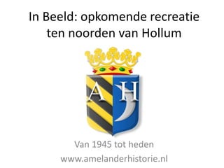 In Beeld: opkomende recreatie
ten noorden van Hollum
Van 1945 tot heden
www.amelanderhistorie.nl
 