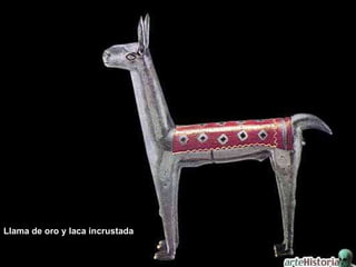 Llama de oro y laca incrustada  