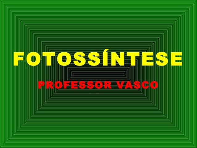 FOTOSSÍNTESE
PROFESSOR VASCO
 