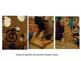 Caixas de guitarra que parecem queijos suiços..
 