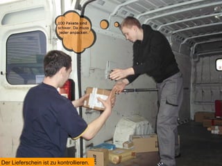 Der Lieferschein ist zu kontrollieren.
 