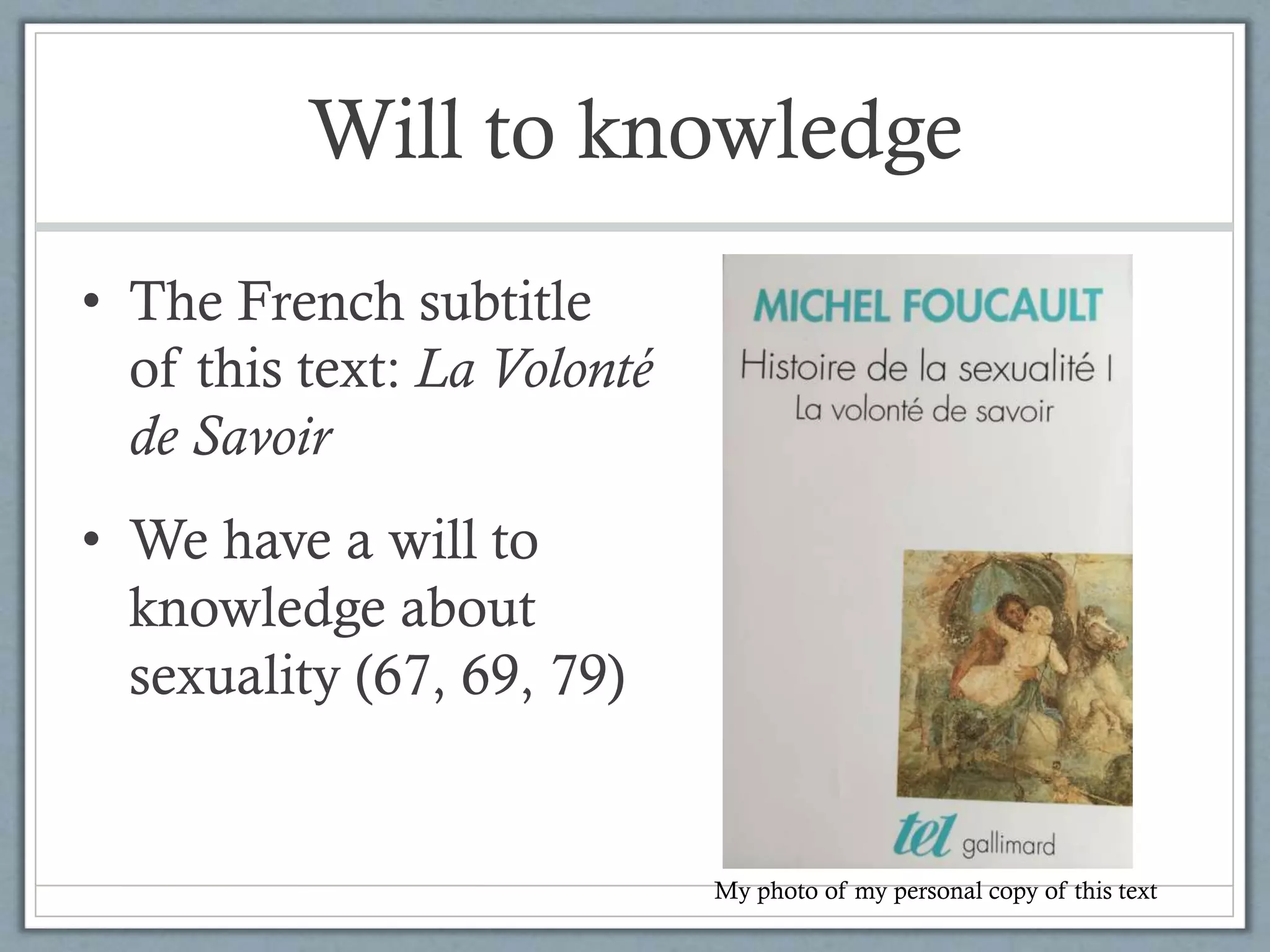 Michel Foucault, History of Sexuality Volume 1 | PPT