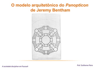 O modelo arquitetônico do Panopticon
de Jeremy Bentham
Prof. Guilherme Paiva
A sociedade disciplinar em Foucault
 