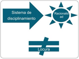 EDUCACIÓN 
“La educación de los escolares debe hacerse de 
la misma manera: pocas palabras, ninguna 
explicación, en el límite un silencio total que no 
será interrumpido más que por señales: 
campanas, palmadas, gestos, simple mirada del 
maestro, o también el pequeño utensilio de 
madera que empleaban los hermanos de las 
Escuelas Cristianas; lo llamaban por excelencia la 
"Señal" y debía unir en su brevedad maquinal la 
técnica de la orden a la moral de la obediencia.” 
(Foucault, 2009, p. 193) 
 
