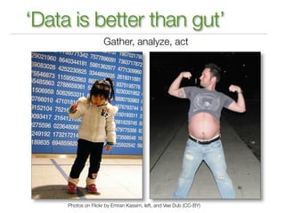 ‘Data is better than gut’
                    Gather, analyze, act




     Photos on Flickr by Emran Kassim, left, and Vee Dub (CC-BY)
 