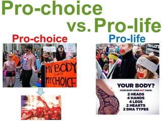 Pro-lifevs.
Pro-choice
Pro-lifePro-choice
Murder of a human being
 