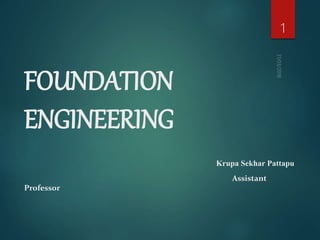 FOUNDATION
ENGINEERING
Krupa Sekhar Pattapu
Assistant
Professor
1
 