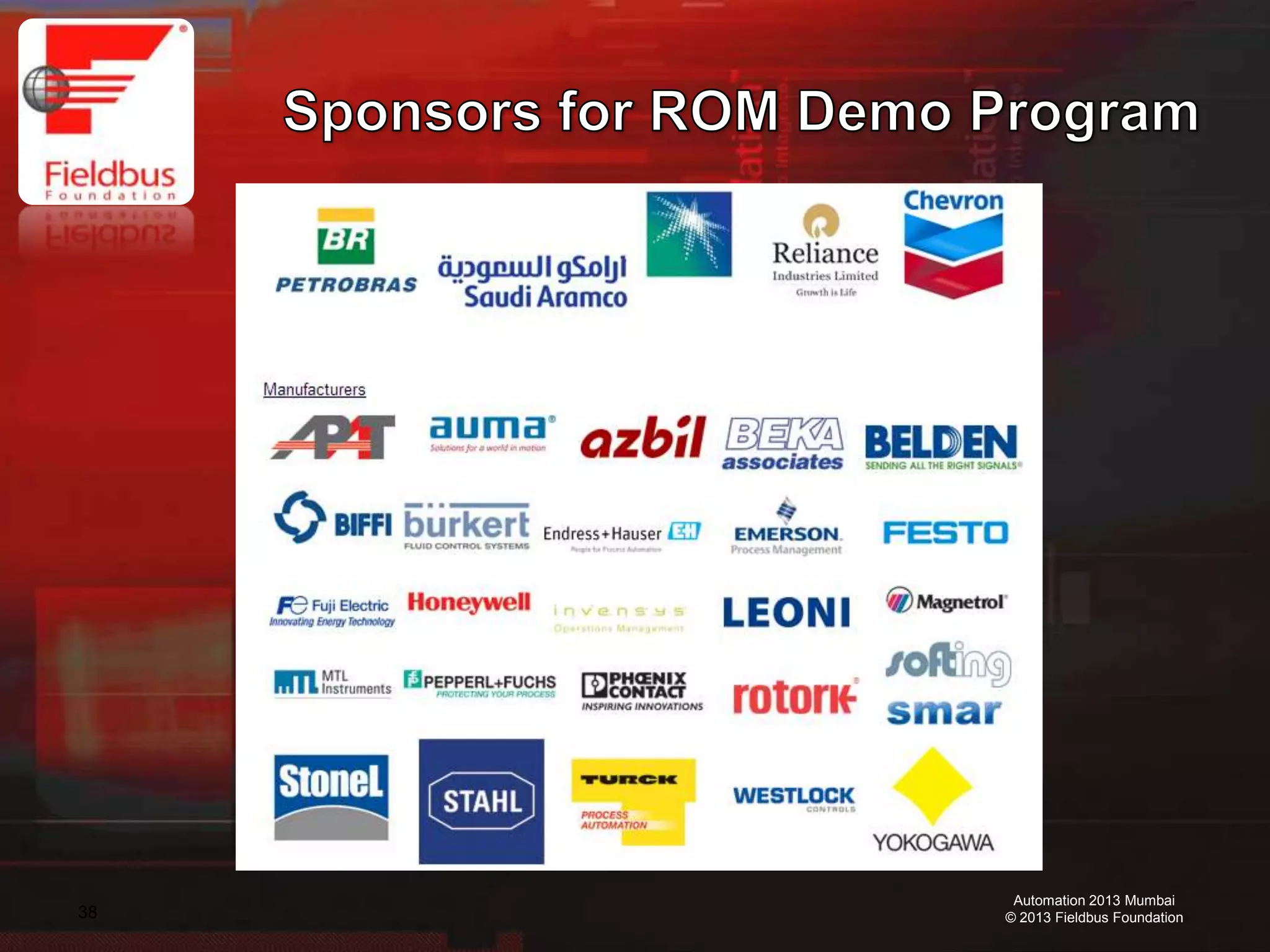 38
Automation 2013 Mumbai
© 2013 Fieldbus Foundation
 
