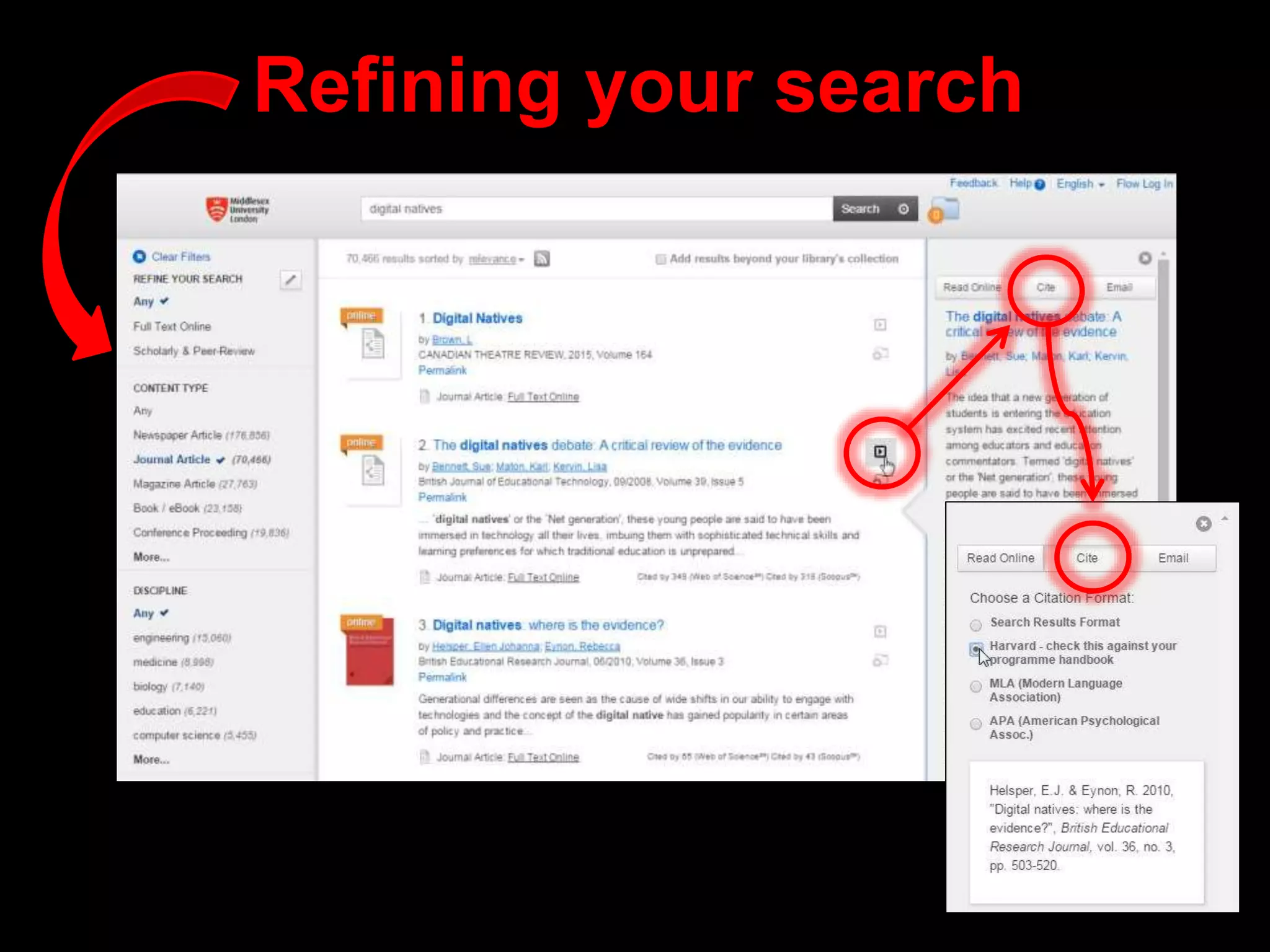 Refining your search
 