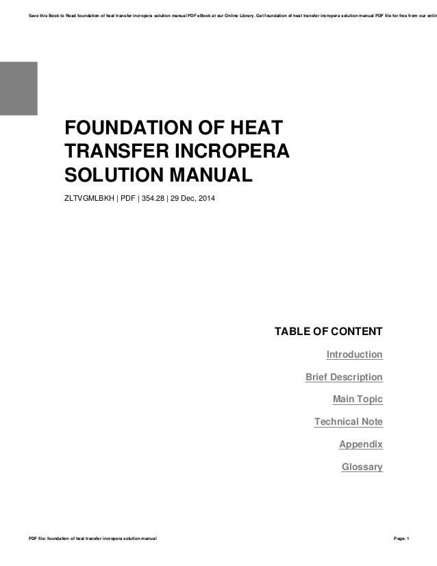 Foundation of heat transfer incropera solution manual