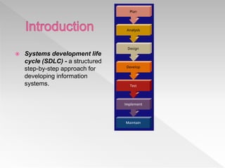  Systems development life
cycle (SDLC) - a structured
step-by-step approach for
developing information
systems.
 
