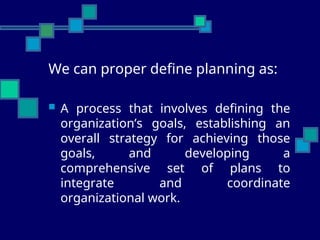 Defining Planning Foundation of planning defined by stephon Robbins.ppt