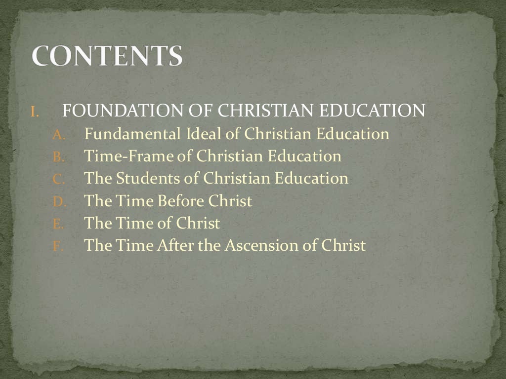 Foundation of Christian Education