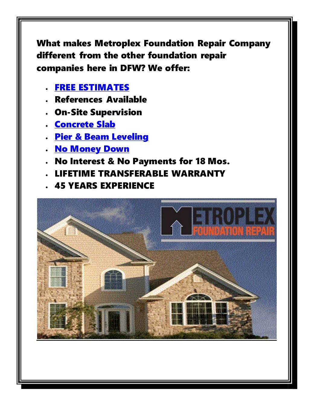 Foundation Repair Services Dallas