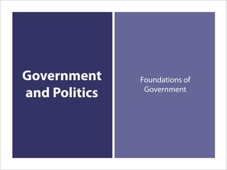 Government     Foundations of
                Government
and Politics