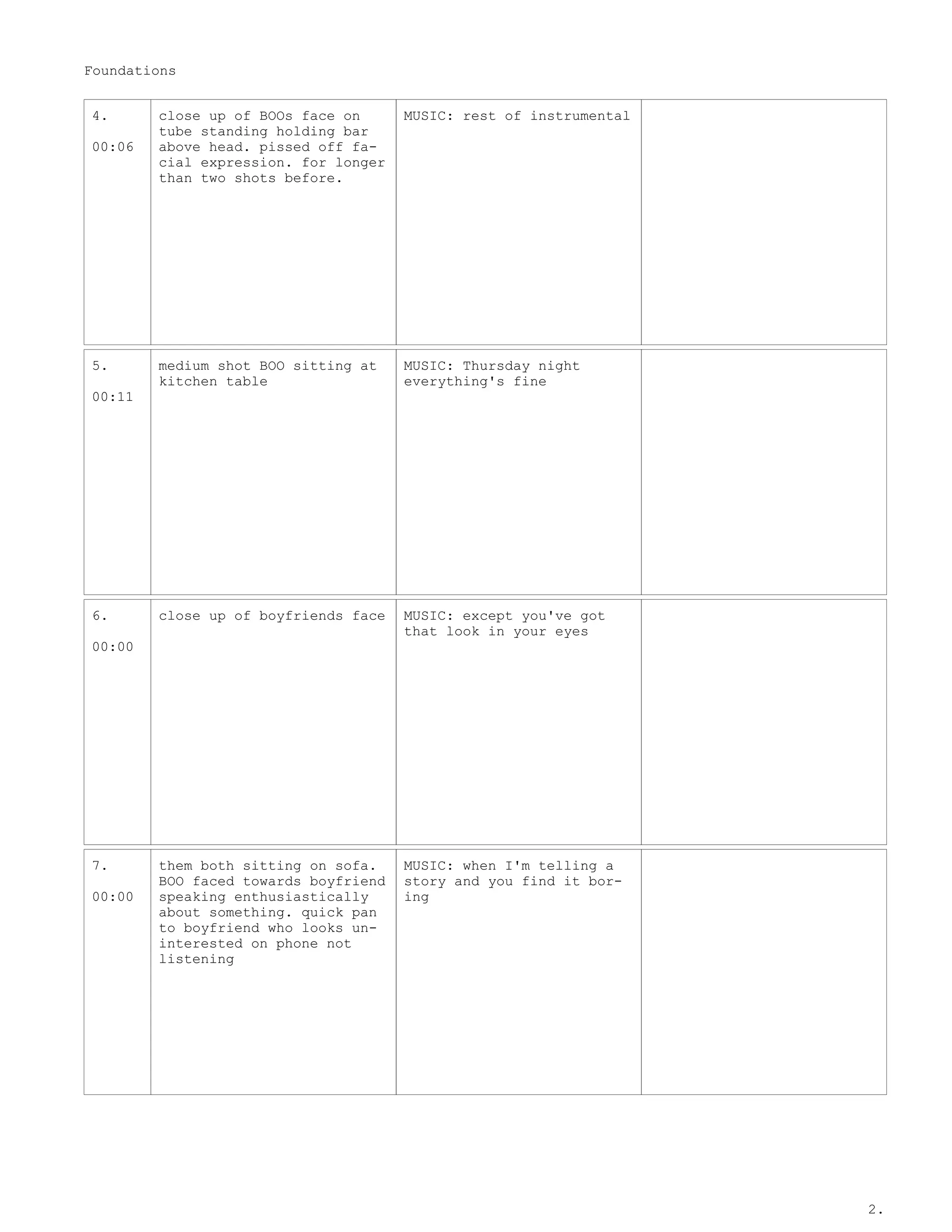Mv Script Foundations 2 MV script draft 2 Lola Morris | PDF