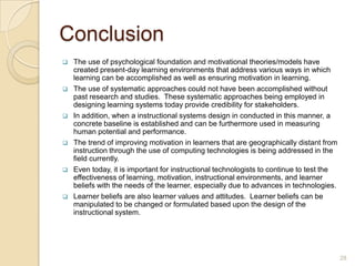 Mindful reflectionConditions for InstructionComplex and relevant learning environmentsSocial negotiationMultiple perspectives and multiple modes of learningOwnership in learningSelf-awareness of knowledge constructionDriscoll, M. P. (2005). Psychology of learning for instruction (3rd ed.). Boston, MA: Pearson Education, Inc.8