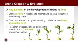 Brand Creation & Evolution 
A Key Element in the Development of Brand is Time 
● Brands evolve in response to internal and...