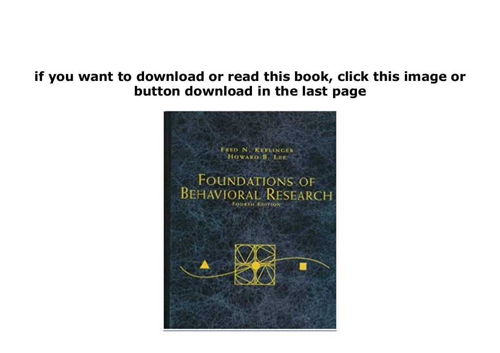  P D F EPUB Library Foundations Of Behavioral Research PSY 200 300 Quantitative Methods In 