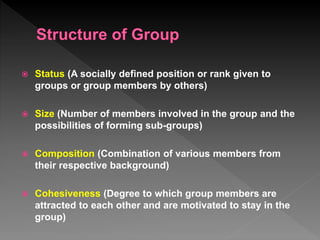 Foundations of group behaviour