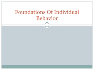 Foundations Of Individual Behavior 