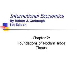 International Economics
By Robert J. Carbaugh
8th Edition
Chapter 2:
Foundations of Modern Trade
Theory
 