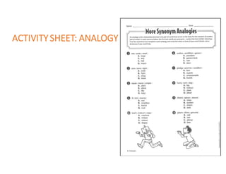 ACTIVITY	SHEET:	ANALOGY
 