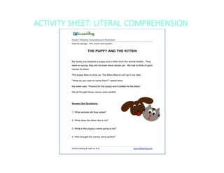 ACTIVITY	SHEET:	LITERAL	COMPREHENSION
 