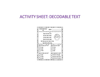 ACTIVITY	SHEET:	DECODABLE	TEXT
 