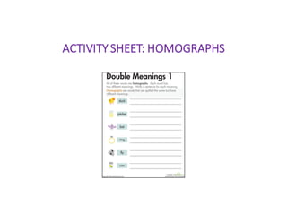 ACTIVITY	SHEET:	HOMOGRAPHS
 