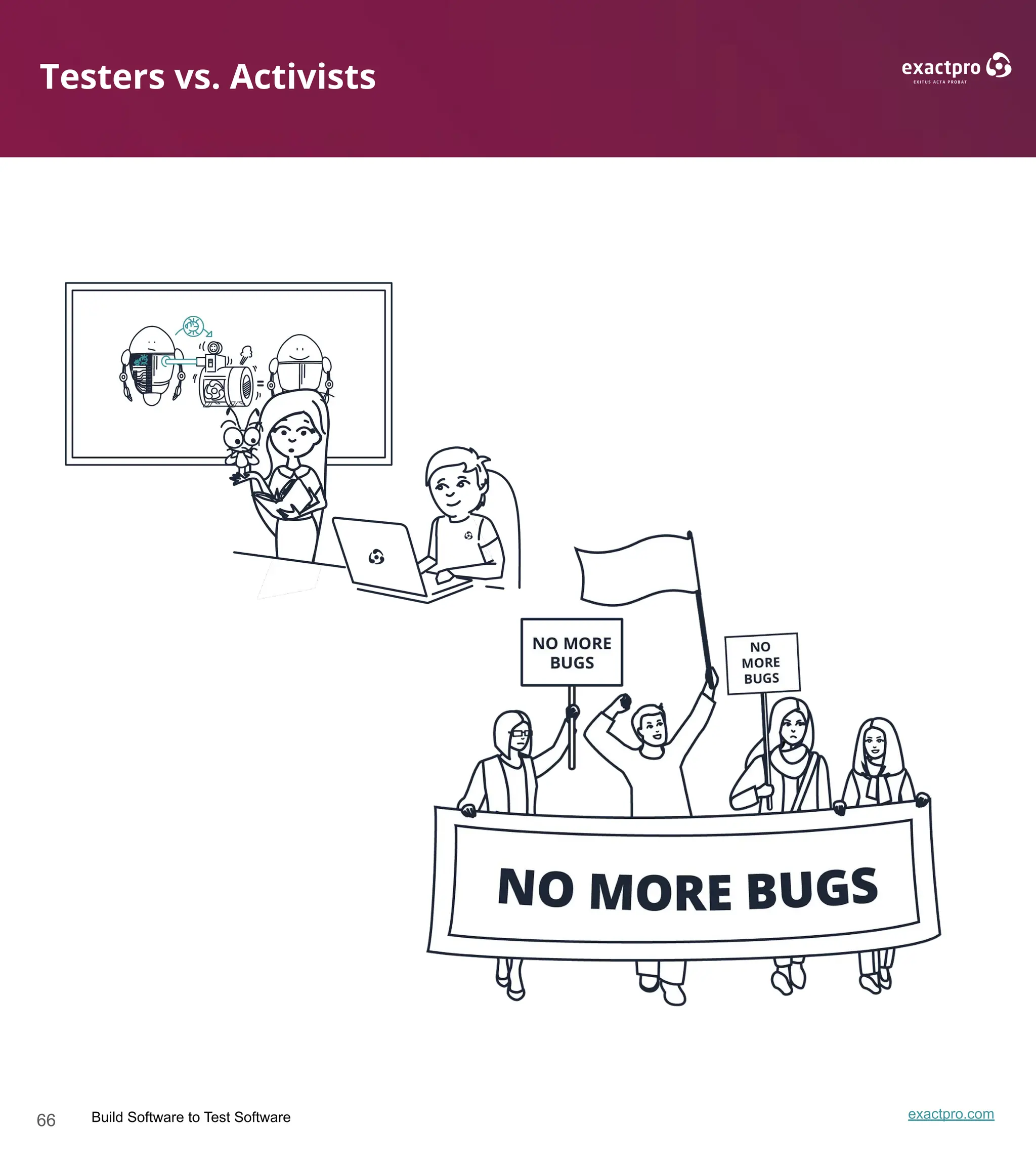 66 Build Software to Test Software exactpro.com
Testers vs. Activists
 